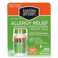 Berkley Jensen Allergy Relief 10mg Cetirizine Hydrochloride 365 Tablets