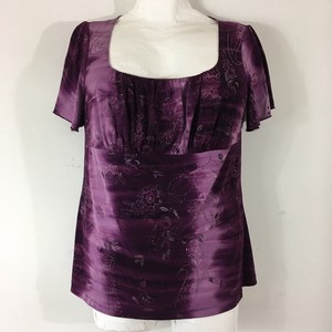 Dress Barn Womens Blouse Sz 1x Purple Floral Career Occasion Short