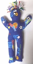 Handmade Blue Multi Sport Themed Dammit Doll w/ Short Hair~Unique Gift idea