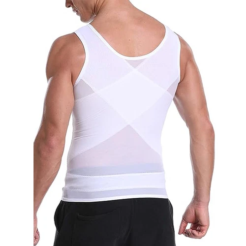 GILET DA UOMO BODY SHAPER SLIMMING PANCIA PETTO COMPRESSIONE T-SHIRT TANK TOP CINTURA - Foto 19 di 36
