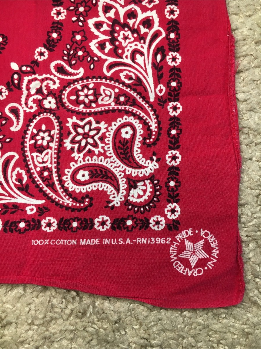 Vintage Red Floral Paisley Bandana Cotton USA 13962 19” | eBay