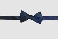 $50 Ryan Seacrest Distinction Mens Blue Adjustable Striped Pre Tied Silk Bow Tie