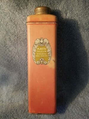 Vintage Mavis Talcum Powder 1917 Flesh Orange Tin Vivaudou