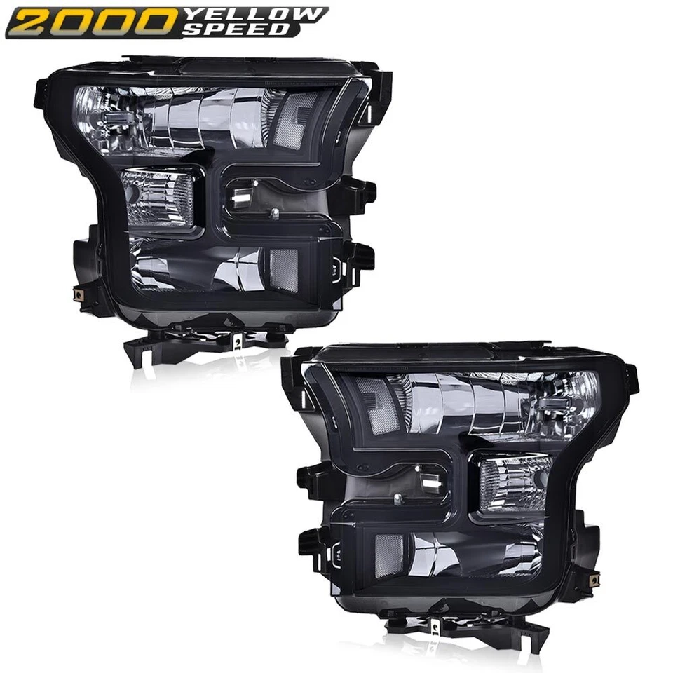 Fit For 2015-2017 Ford F150 Smoke Lens Headlights Clear Headlamps Left+Right  Foto 4 de 4