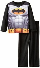 Big Boys' Batman Costume Caped Pajama Set, Black, Medium Size 8