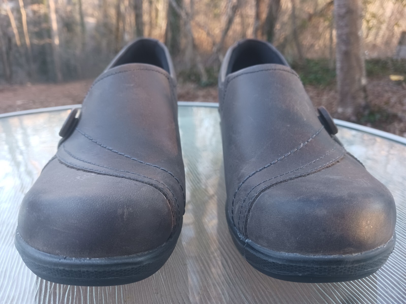 Scarpe donna KEEN slip on in pelle marrone con tacco misura 6 36