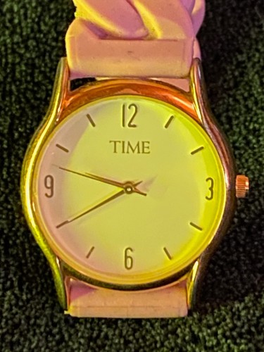 TIME QUARTZ DONNA CINTURINO IN GOMMA ROSA FUNZIONANTE - Foto 4 di 9