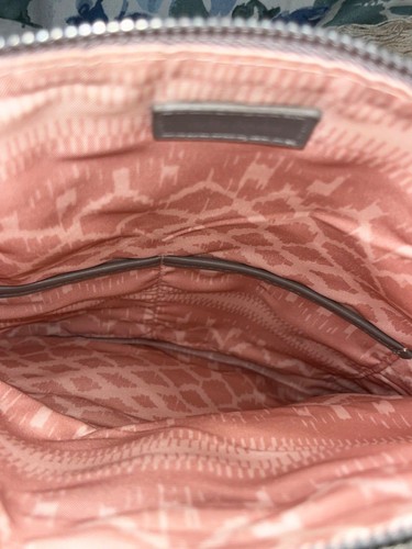 Stella & Dot Fold Over Purse Crossbody Metallic Silver Beige Shoulder Bag - Picture 6 of 7