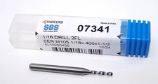 07341 Kyocera SGS 1/16" Carbide Drill 2 FLUTE 0.0625" Diameter .400" Flute