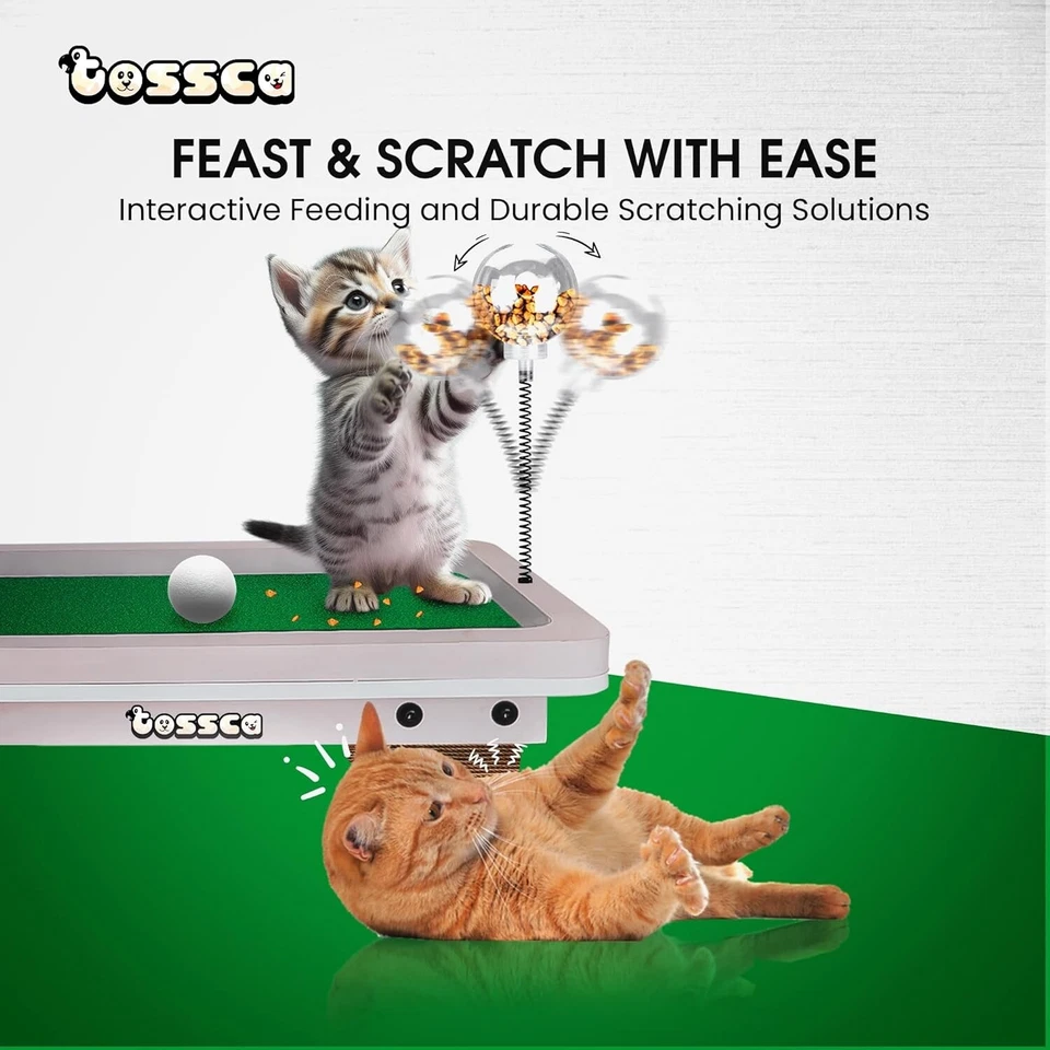 8-in-1 Cat Golf Table Set | Cat Tree with Scratcher, Feeder, Toys & Accessories - Image 3 of 4
