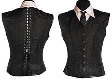 Men  s Brocade Waist Training Corset Vest  Gothic Victorian Style  Steel Boned