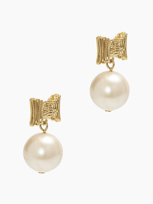 Kate Spade All Wrapped Up Pearl Earrings BOW DROP DANGLE