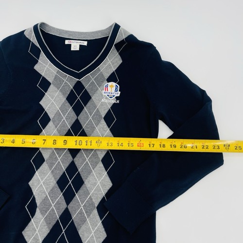 Cutter Buck Sweater Men’s Medium 2012 Ryder Cup Navy Blue Argyle - Picture 6 of 9