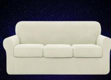 Subrtex Stretch Sofa Slipcover Cover with 3 Separate Cushion Cover - Ivory XL