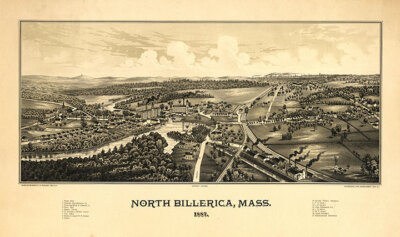Panoramic Map of North Billerica MA 16x24