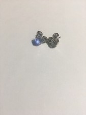 Disney Earrings Mickey Mouse Icon Made with Crystals Silver Tone