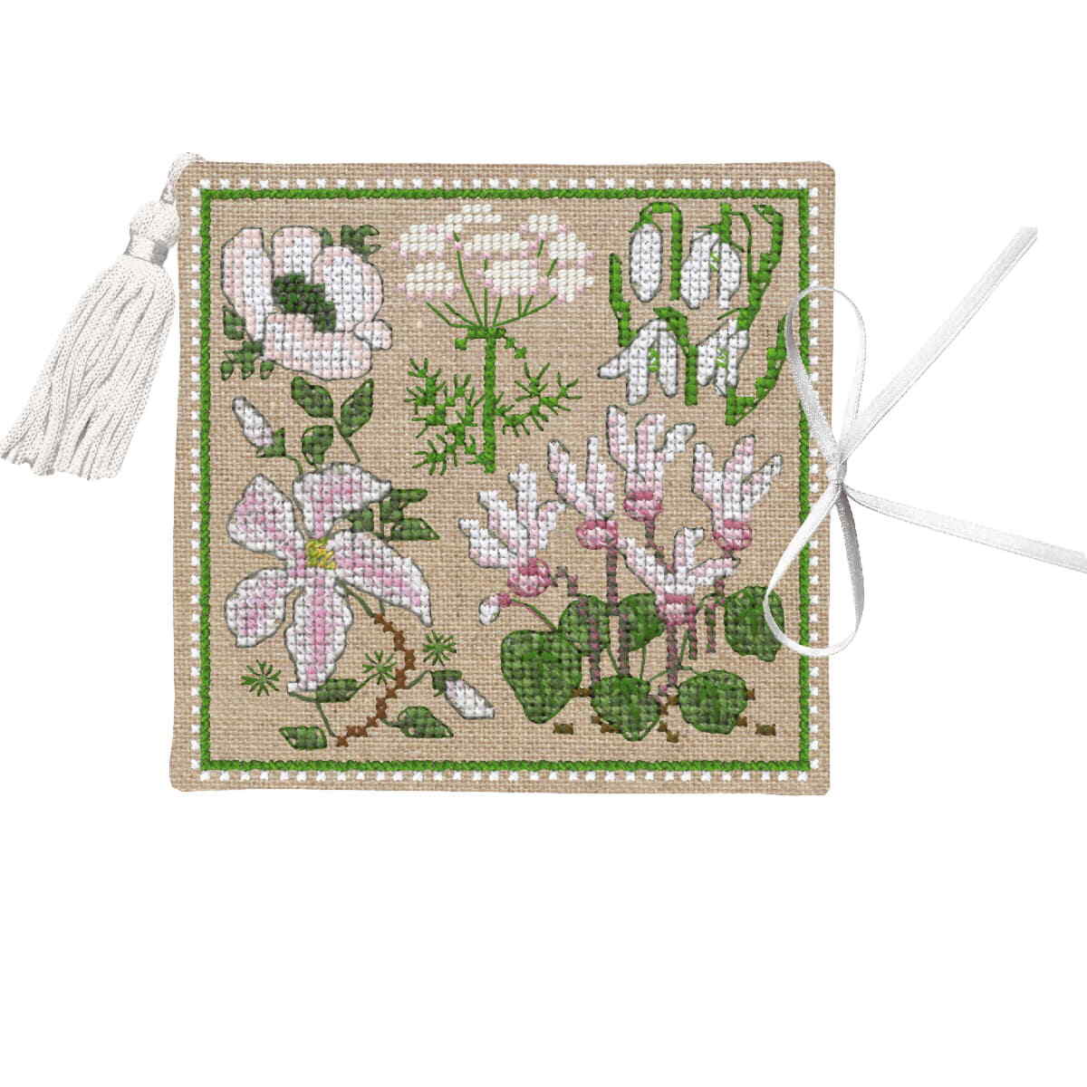 Le Bonheur des Dames needle case counted cross stitch kit ""White Flowers"", 11x11