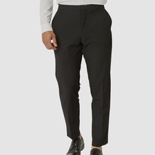 JF J.Ferrar Men's Black Slim-Fit Flat-Front Cropped Tuxedo Dress Pants Size 30L