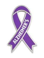 PinMart's Alzheimer's Purple Awareness Ribbon Enamel Lapel Pin