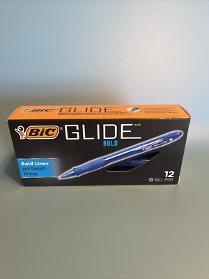 BIC VELOCITY GLIDE BOLD Blue  BALL PENS- 12 Blue Pens