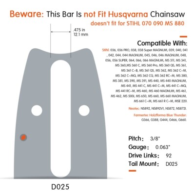 Barra Guida E Catena Per Sega A Catena 28'' 3/8" 0,063" 92DLC Per - Foto 9