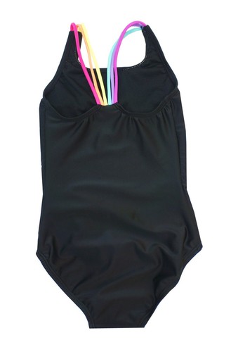 SO Black Star Multi Colorful Straps One-Piece UPF 50 Swimsuit Girls Kids XXS, XS - Picture 2 of 2