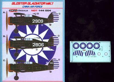 KORA Models Decals 1/144 GLOSTER GLADIATOR Mk.I Nationalist Chinese Air Force