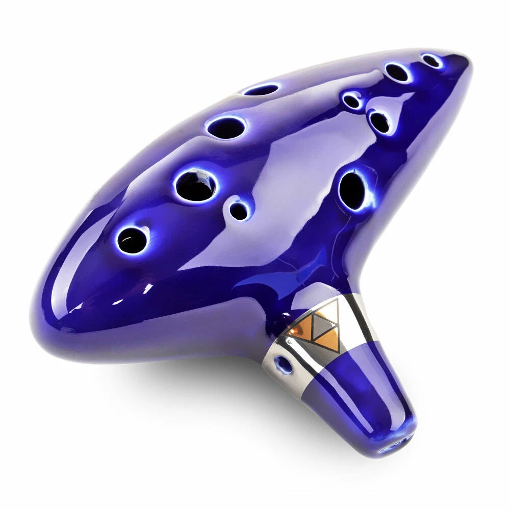 12 Hole Ocarina of Time Ceramic Alto C Flute Legend of Zelda Blue Instrument