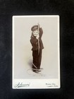 Antique 1890s Little Girl + Rope Cabinet Card Photo Fire Fighting ? Chicago Hat