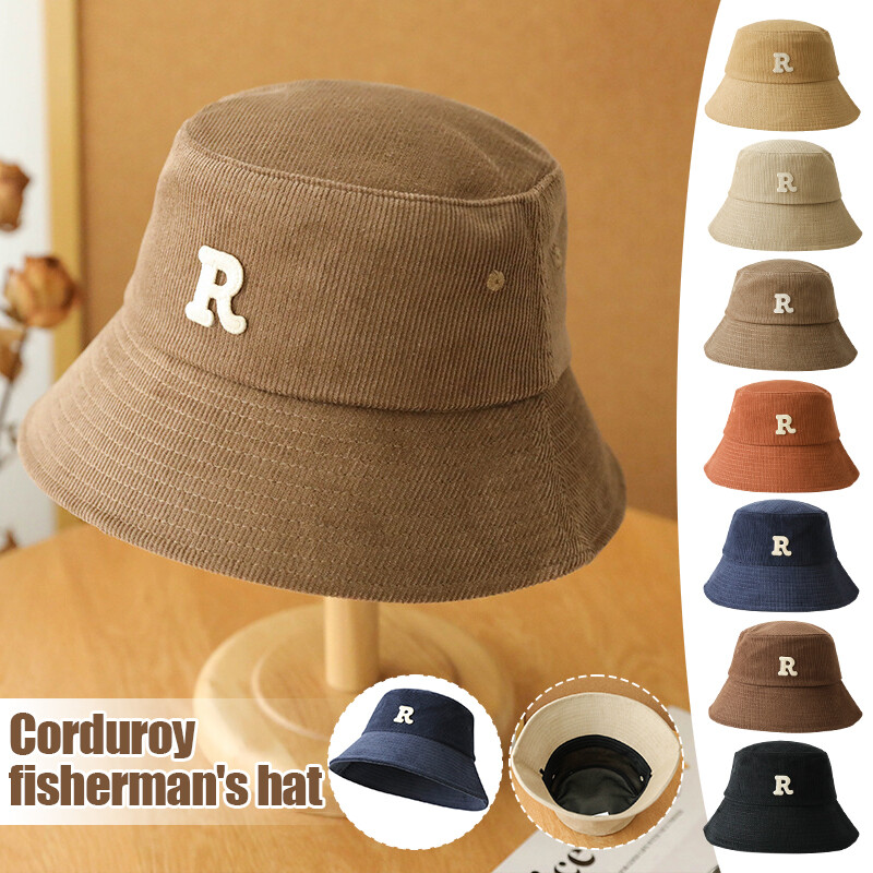 Oversize Corduroy Bucket Hat for Large Heads R Printed Fishing Camping Sun L-XL-image