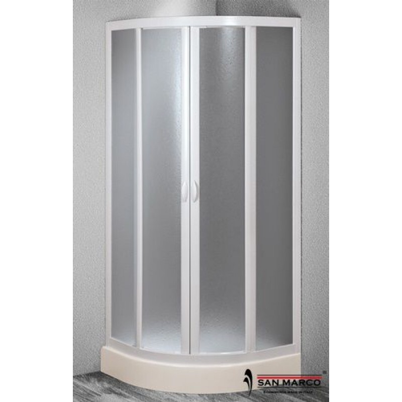 Cabine de douche semi-circulaire 80x80 cm Forte en verre trempé et chrome