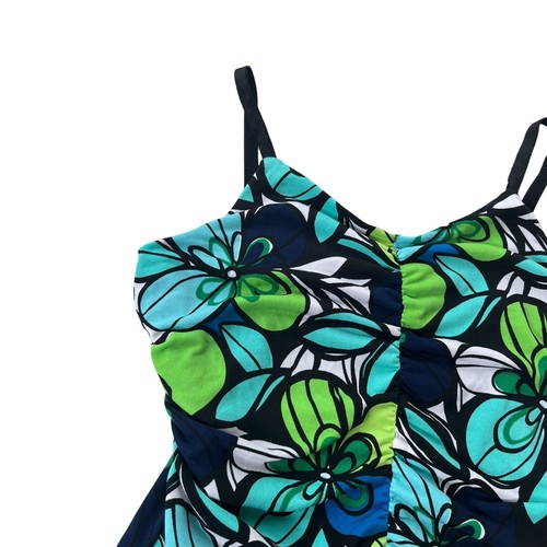 iz BYER California Girl’s Size 8 Turquoise Lime Green, Floral Handkerchief Dress - Picture 6 of 16
