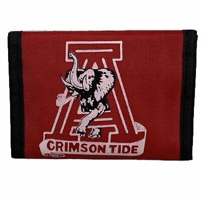 Vtg 80 s Alabama Crimson Tide Nylon Wallet Hook And Loop SEC Roll Tide
