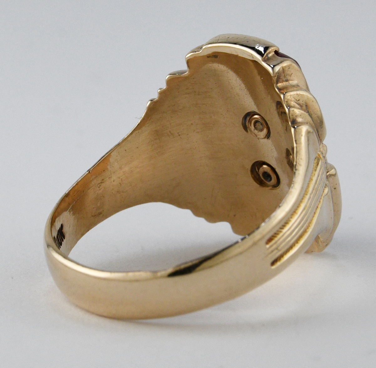 Vintage 1941 10K Yellow Gold Herff Jones Red Stone Class Ring Size