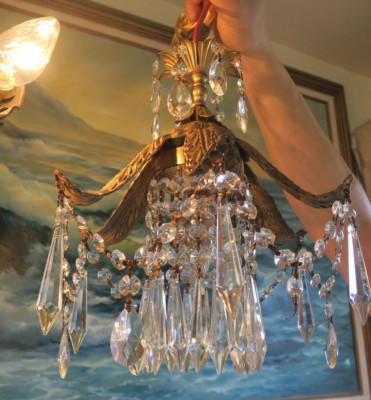 old palm tree ceiling lamp leaf fountain Hanging Brass spelter Chandelier  canopy