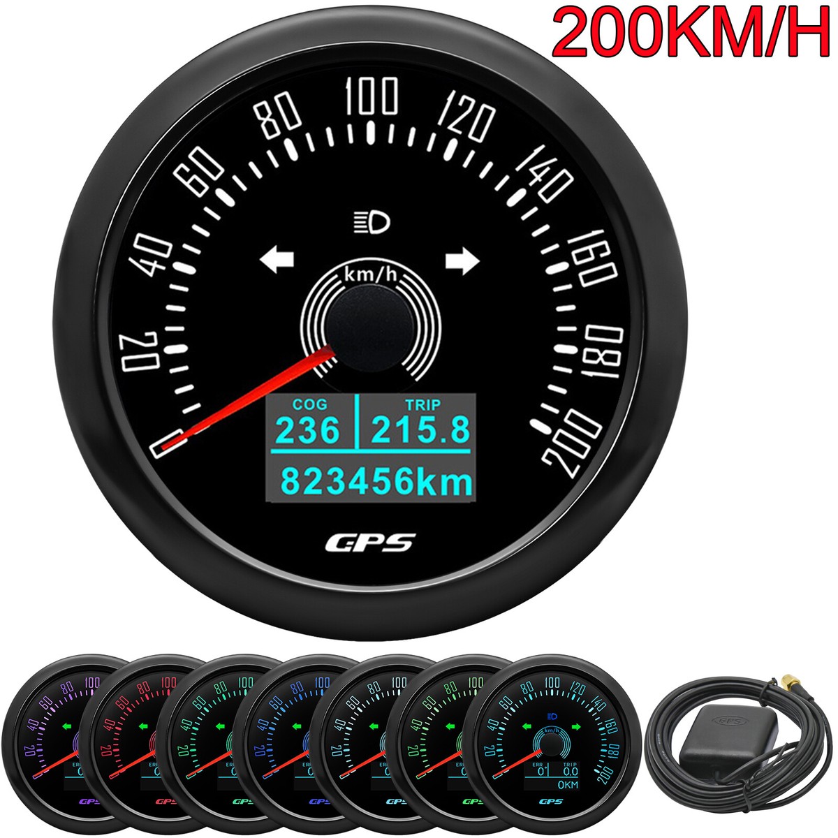 85MM Black GPS Speedometer 200km/h Gauge with TRIP COG For Boat Car Truck  ATV