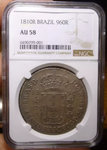 1810 R Brazil 960 Reis NGC AU58