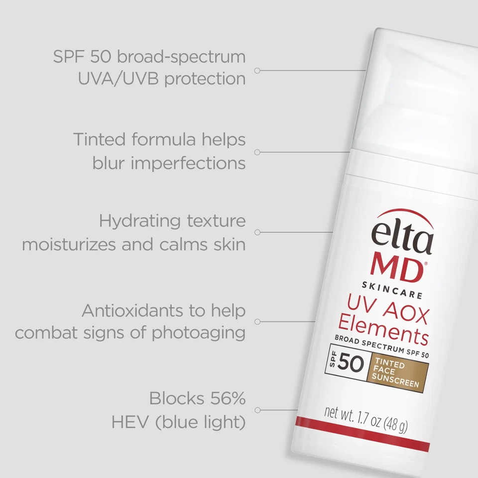 Elta MD UV AOX Elements Broad Spectrum SPF 50 Tinted 1.7oz EXP 06/26 NEW IN BOX - Image 3 of 4