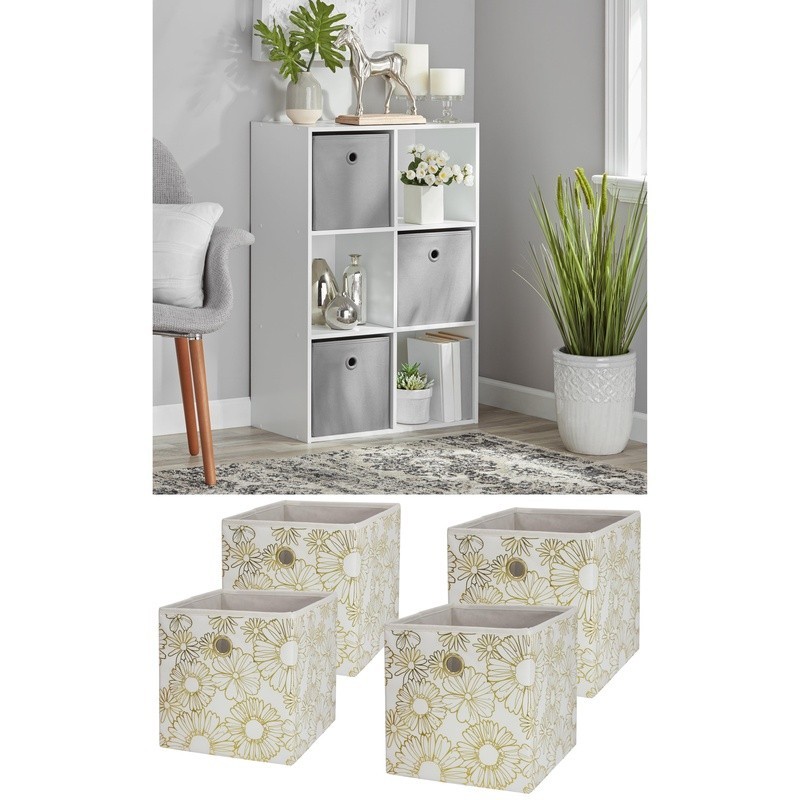 6-Cube Storage Organizer W/ Open & Closed Shelves Modular Bo