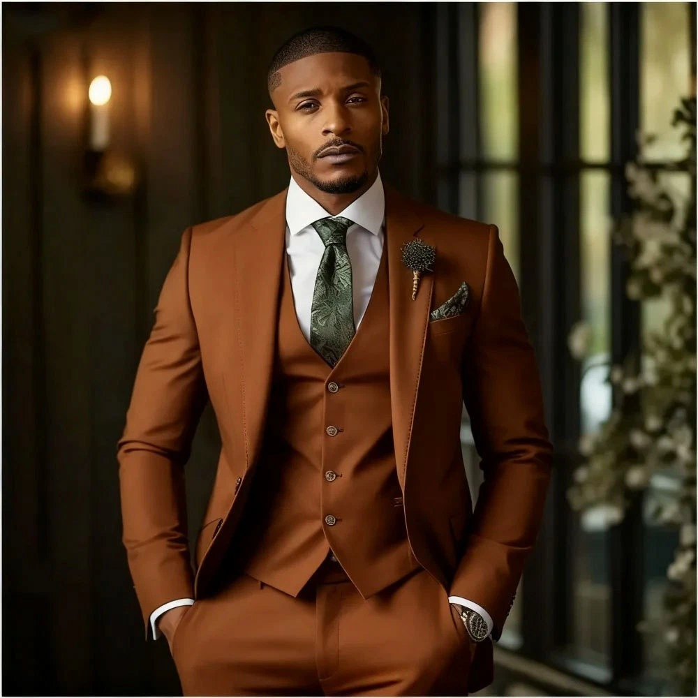 Men's Fashionable Casual Slim-Fit Three-Piece Suit