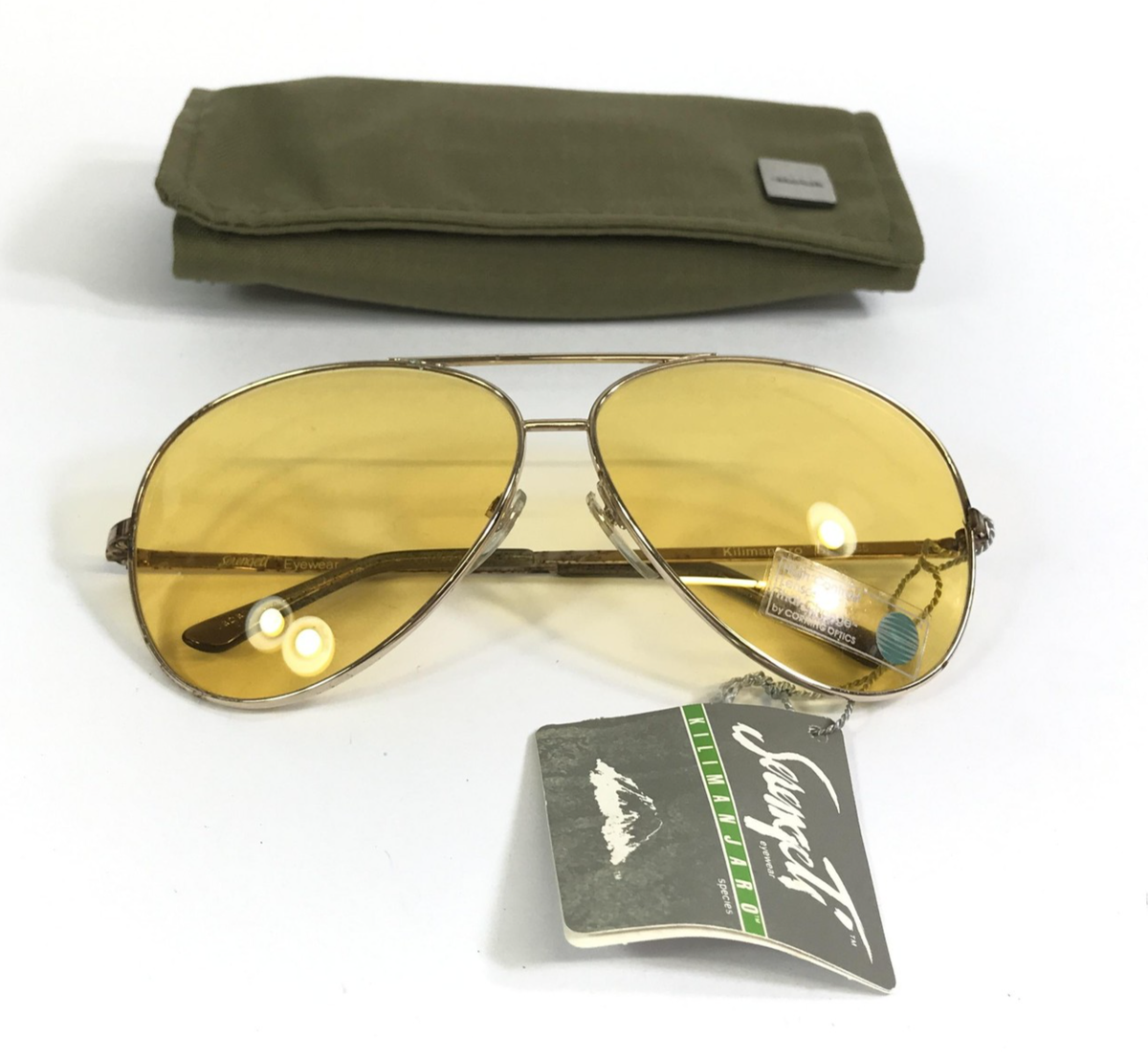 D シンバ Vintage Serengeti Sunglasses 5129M Mens Gold Aviators Yellow