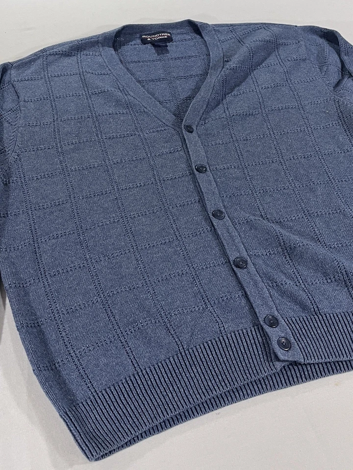 Cárdigan Suéter De Colección Roundtree & Yorke Azul Gris Botón Frontal Para Hombre’s XL Foto 4 de 4