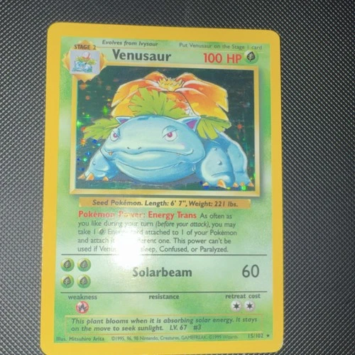 Pokémon TCG Venusaur 15/102 Base Set Holo 1999-2000 Wizards Copyright Holo Rare