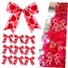 12 Pcs Valentines Tree Bows Decorations,6 Inch Valentine Ornaments Multi Color