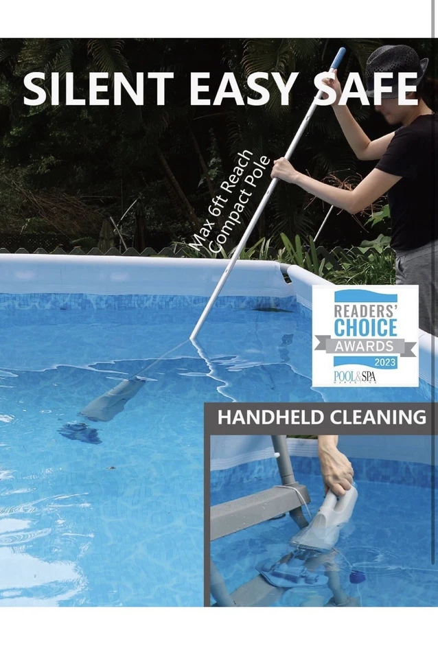 KOKIDO (2025) Aspiradora de Piscina Portátil Recargable, Poste de Aluminio y 2 Cabezales de Cepillo Foto 2 de 4