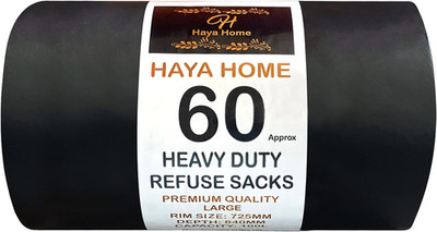 Haya Home 60 starke schwarze Kunststoff Schwerlast Müllbeutel Müllbeutel, Müllsäcke H