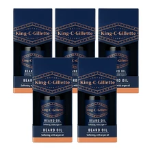 PACK OF 5 King C. Gillette Beard Oil for Men - Argan Moisturize and Soften Beard