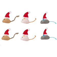 6 Packs Catnip Toys Interactive Toy Christmas Hat Costume Plush Mouse Shaped ...