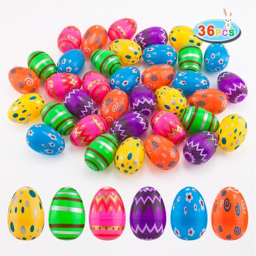 Plastic Easter Eggs 36PCS Printed Fillable Bright Colorful for Easter...