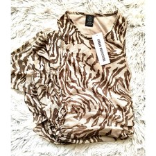 Urban Outfitters Brown and Beige Cowl Neck Print Mesh Dress Size XX-Small NWT